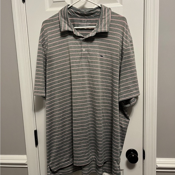 Other - Vineyard Vines Performance Polo
Light Pink/Grey Striped Shirt Men's
Size 2XL